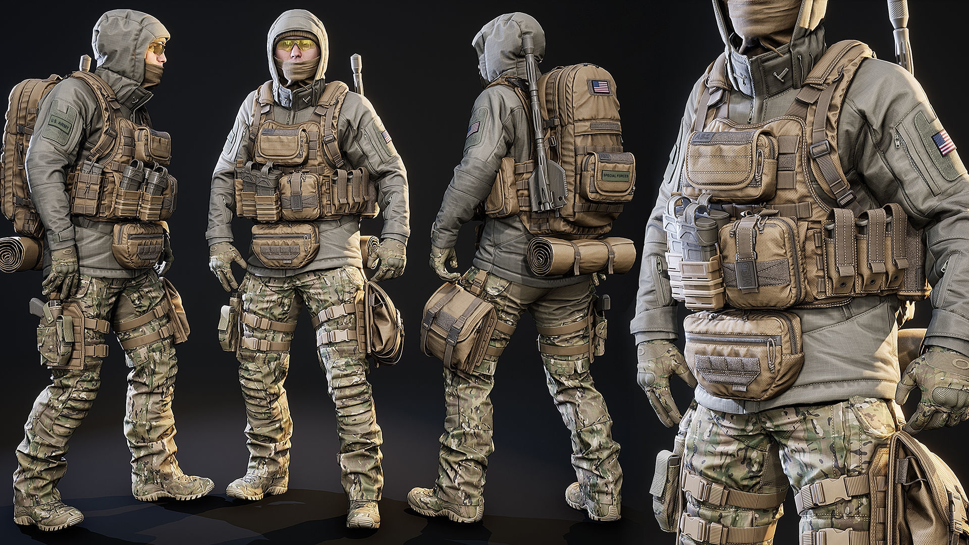 AAA MODULAR SOLDIER PACK Vol2 Low-poly 3D model_2