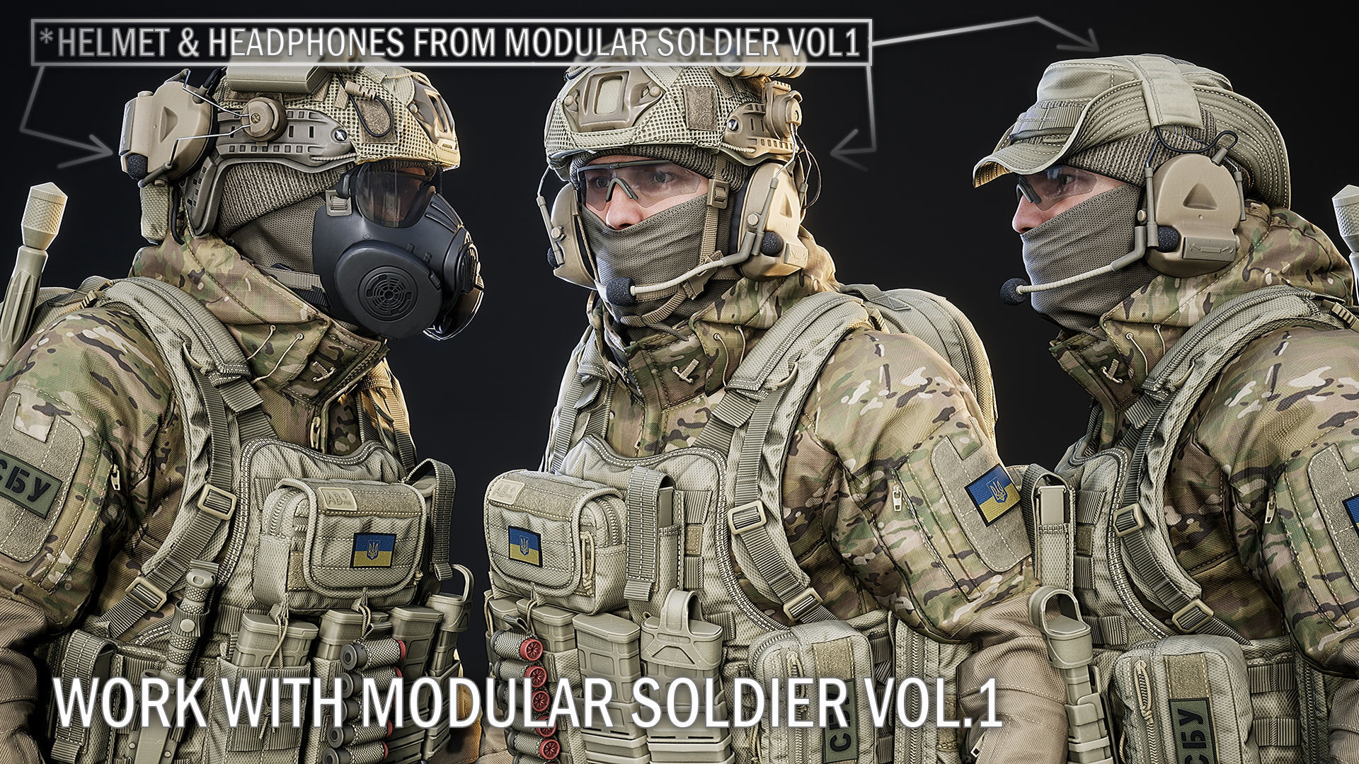 AAA MODULAR SOLDIER PACK Vol2 Low-poly 3D model_17