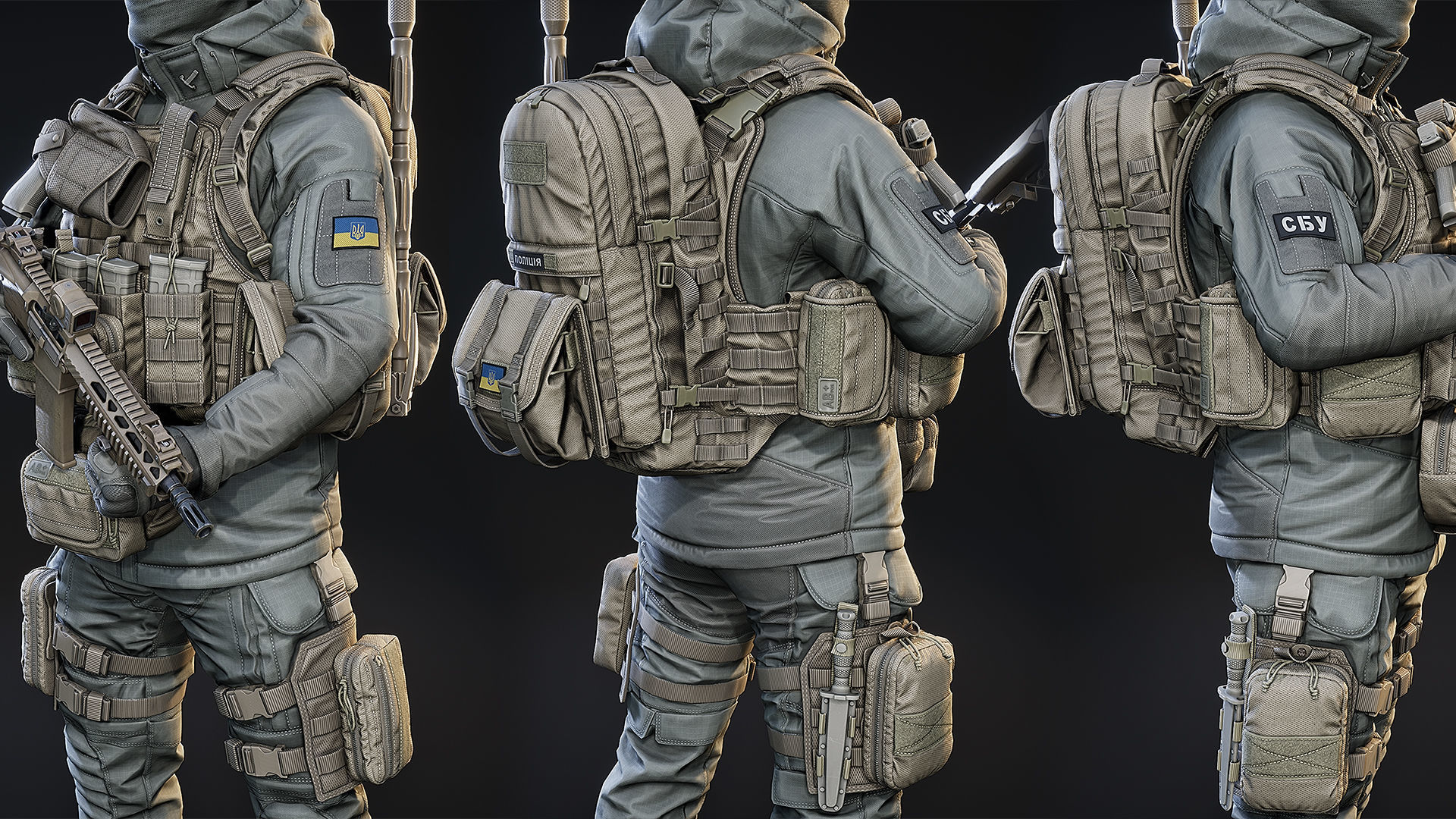 AAA MODULAR SOLDIER PACK Vol2 Low-poly 3D model_19