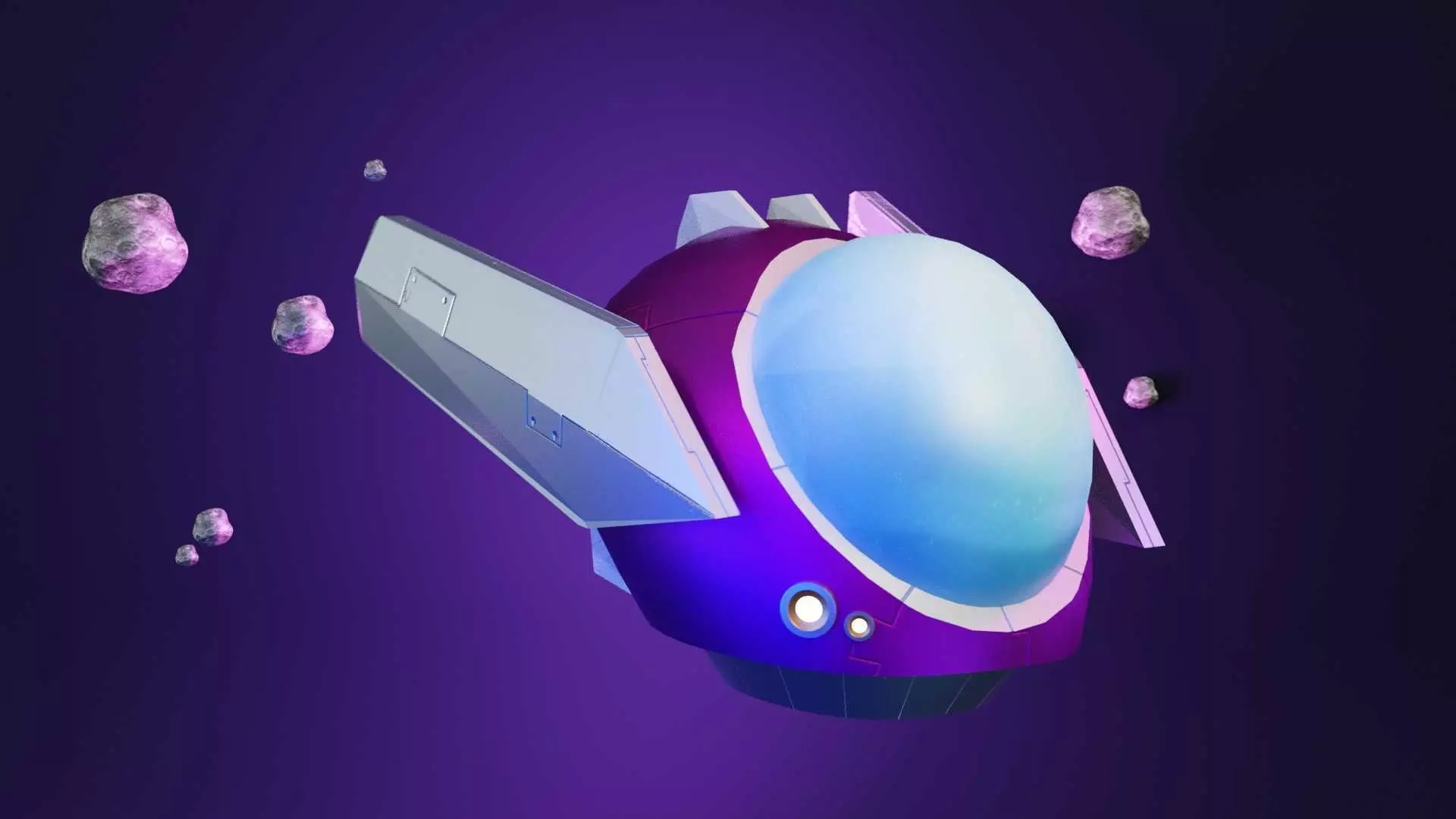 ALIEN SPACESHIP Low Poly Simple Cartoons themes  Low-poly 3D model_0