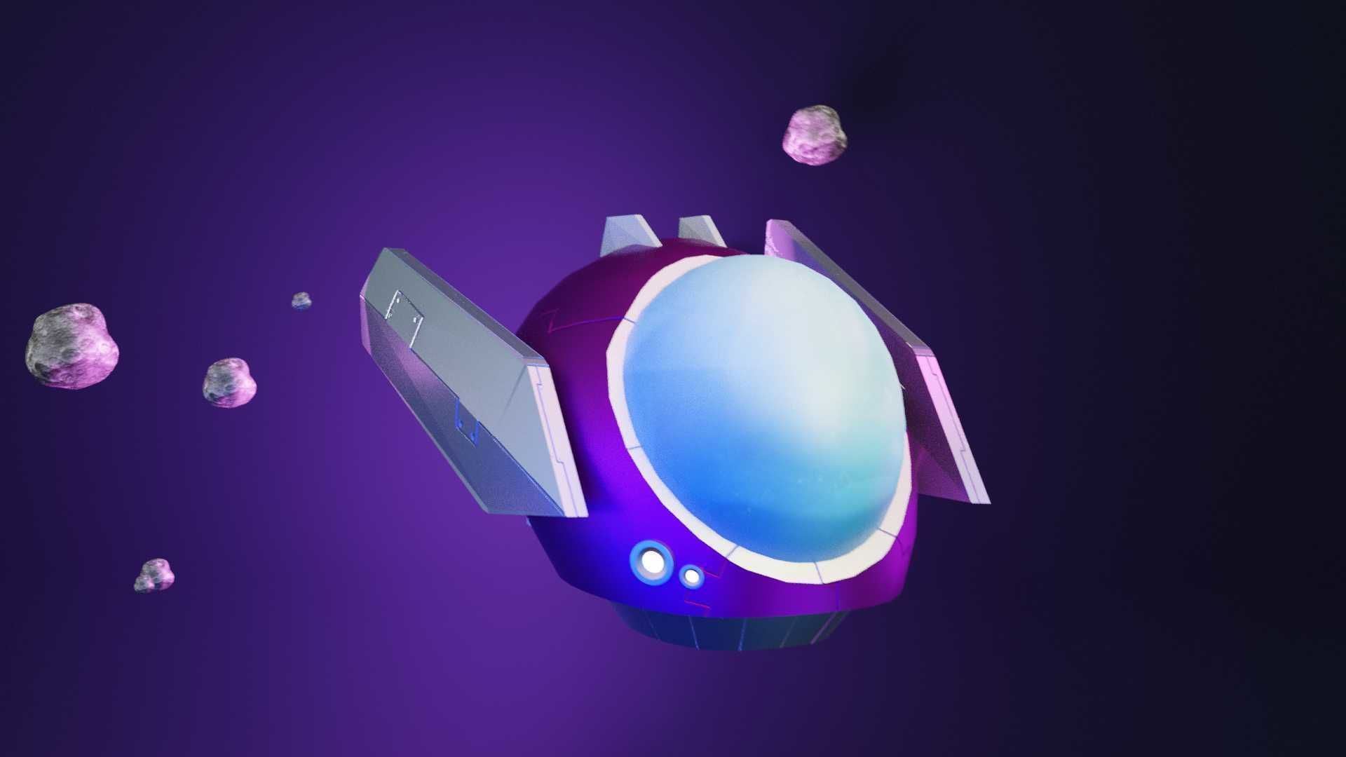 ALIEN SPACESHIP Low Poly Simple Cartoons themes  Low-poly 3D model_3