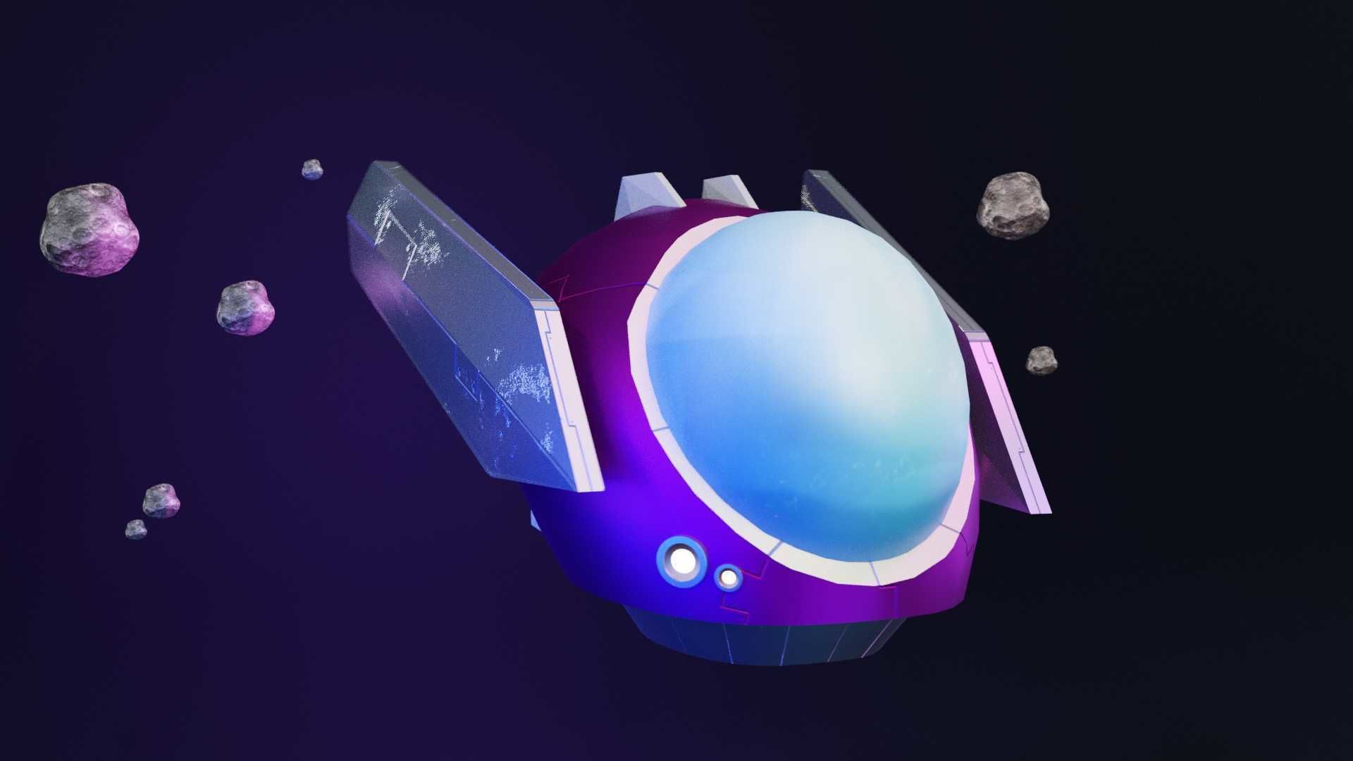 ALIEN SPACESHIP Low Poly Simple Cartoons themes  Low-poly 3D model_2