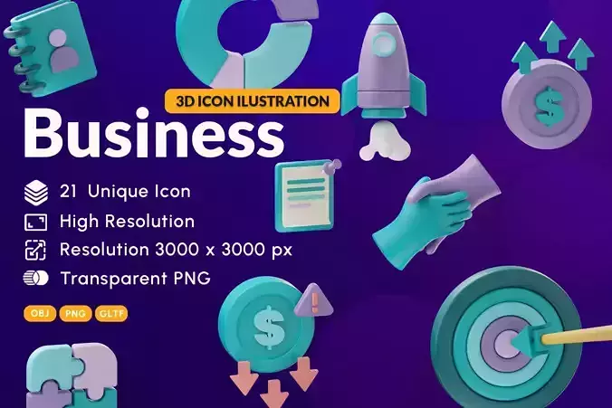 Business 3D Illustration Low-poly 3D model