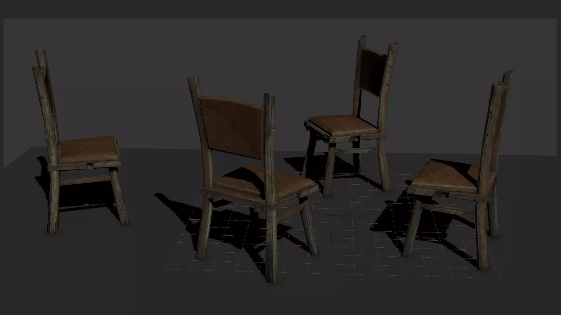 old chair table Low-poly 3D model