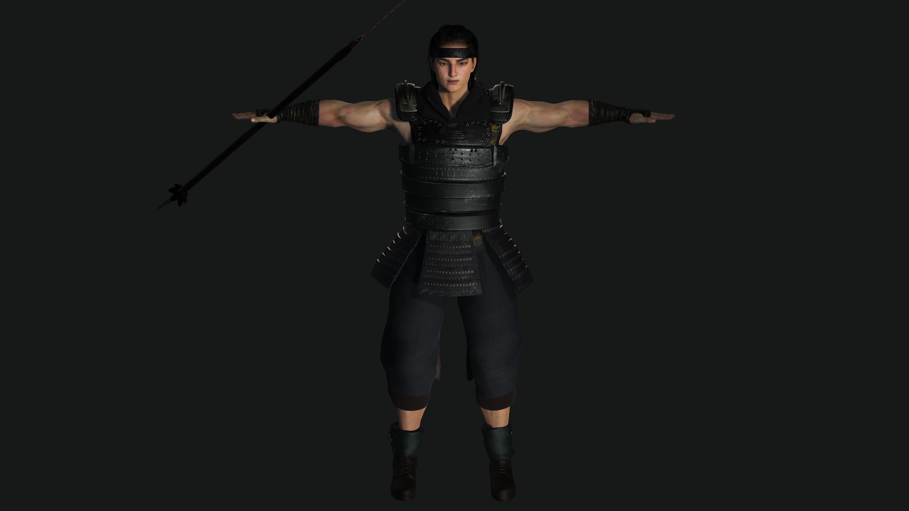 AAA 3D REALISTIC ASIAN JAPANESE CHARACTER - WARRIOR or KNIGHT Low-poly 3D model_16