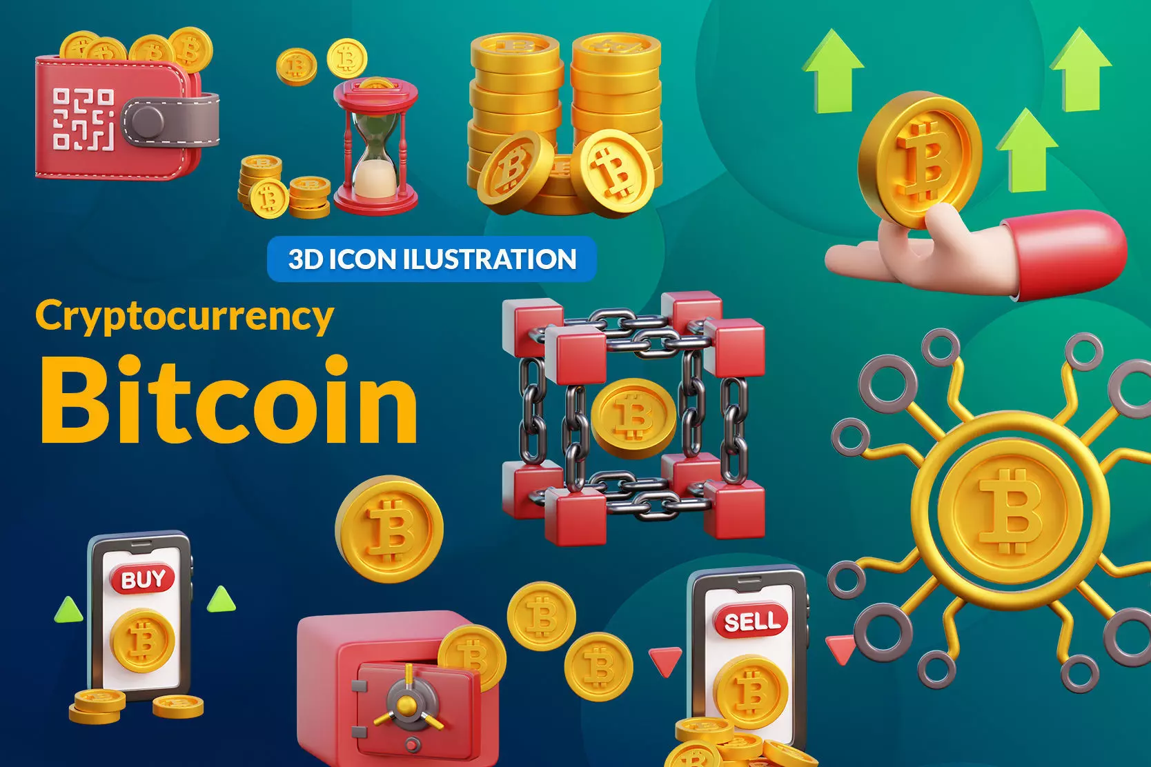 Bitcoin Illustration Low-poly 3D model