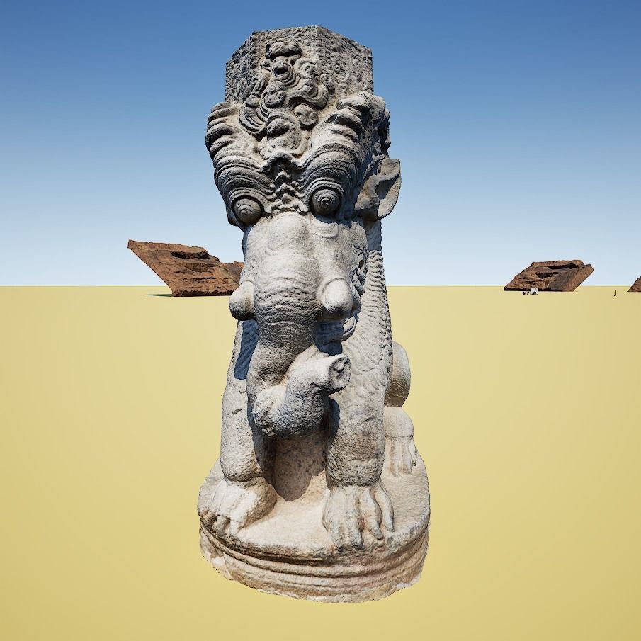 Yalli - Mythical Creature - Stone Sculpture 3d Model 3D model_3