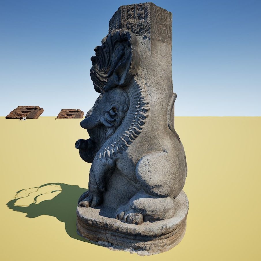Yalli - Mythical Creature - Stone Sculpture 3d Model 3D model_6