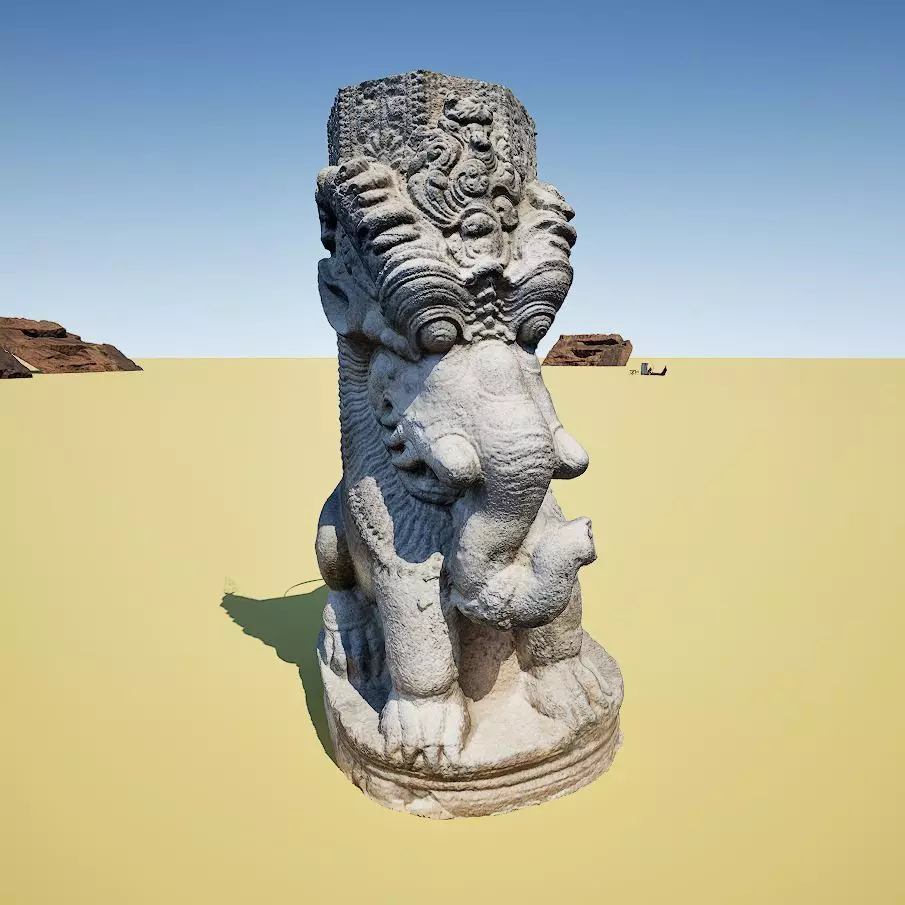 Yalli - Mythical Creature - Stone Sculpture 3d Model 3D model_0