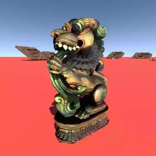 Yali - Mythical Creature - Wooden Decorative Showpeice 3d Model