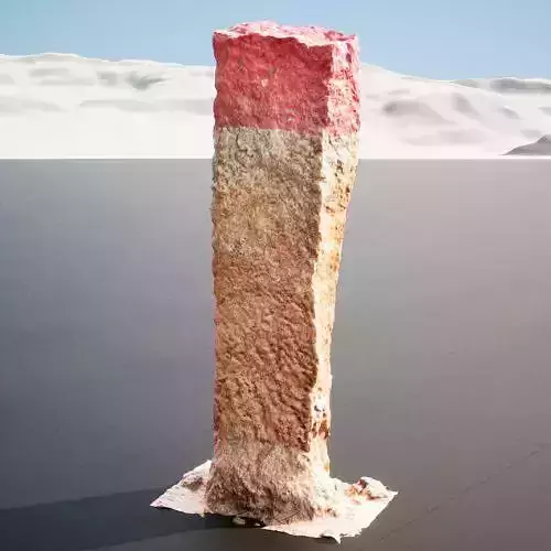 Red Tip 3D Indian Granite Fencing Pillar Model - 3d asset