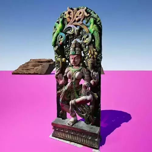 Apsara Dancing - Multi Color Wooden Sculpture 3d Model