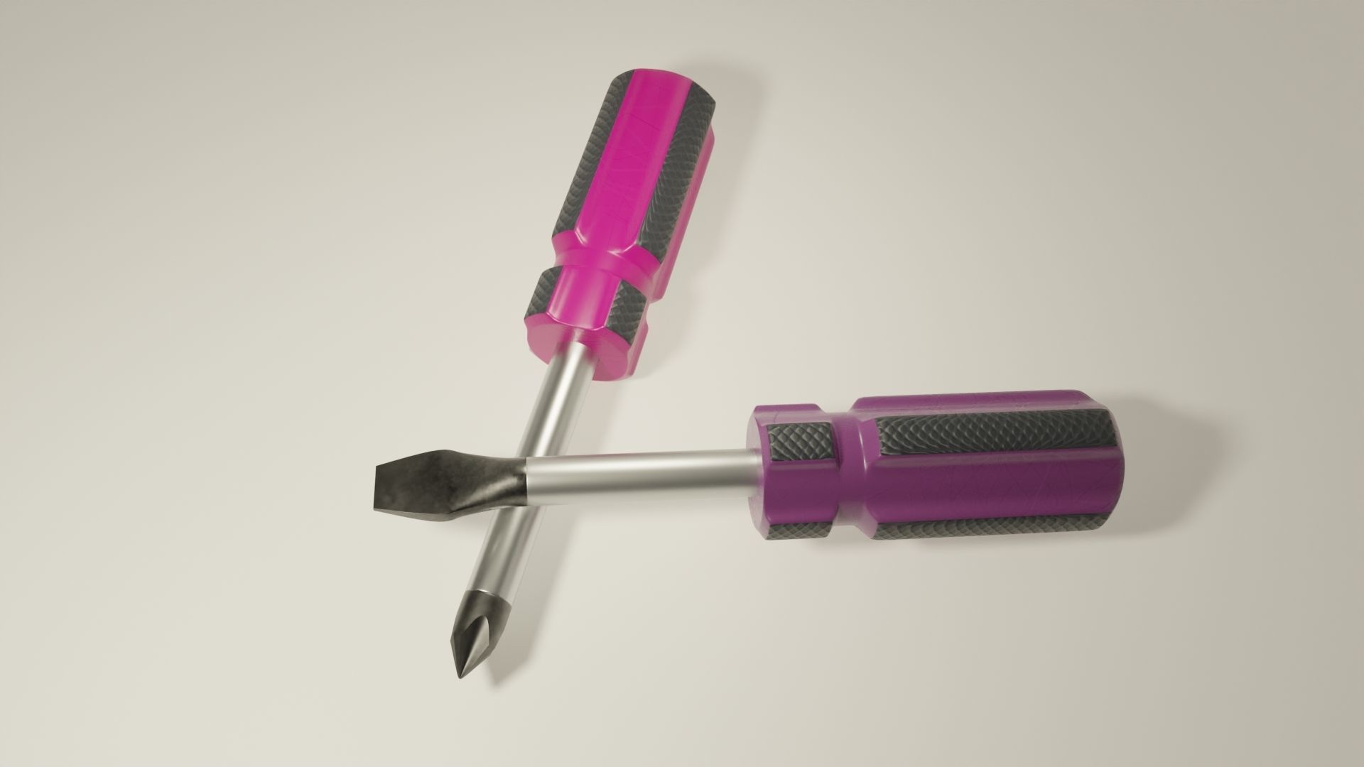 Screwdrivers 01 Low-poly 3D model_4