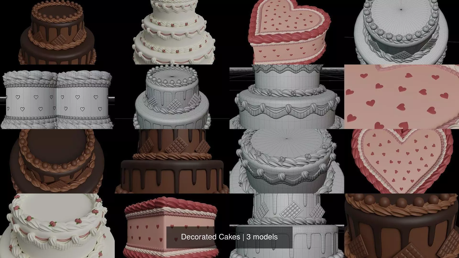 Decorated Cakes 3D Model Collection_1