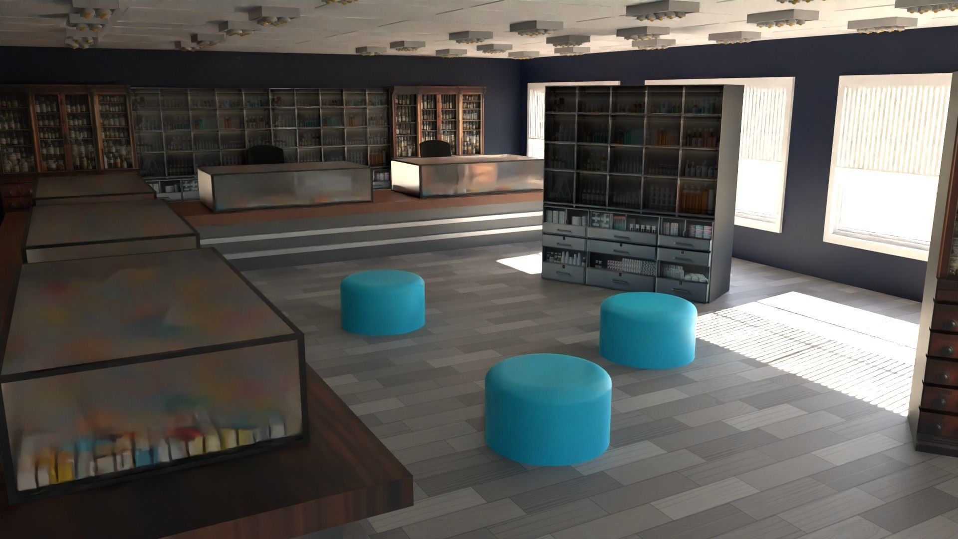 Pharmacy Interior Low-poly 3D model_3