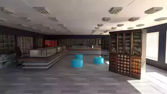 Pharmacy Interior Low-poly 3D model
