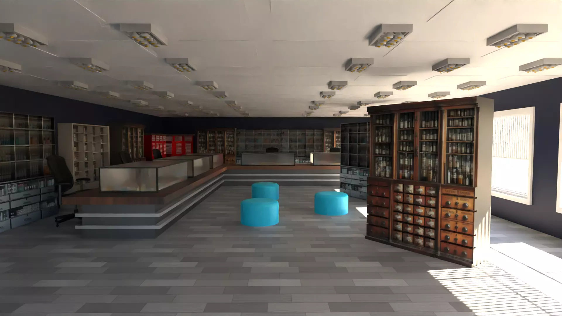 Pharmacy Interior Low-poly 3D model_0