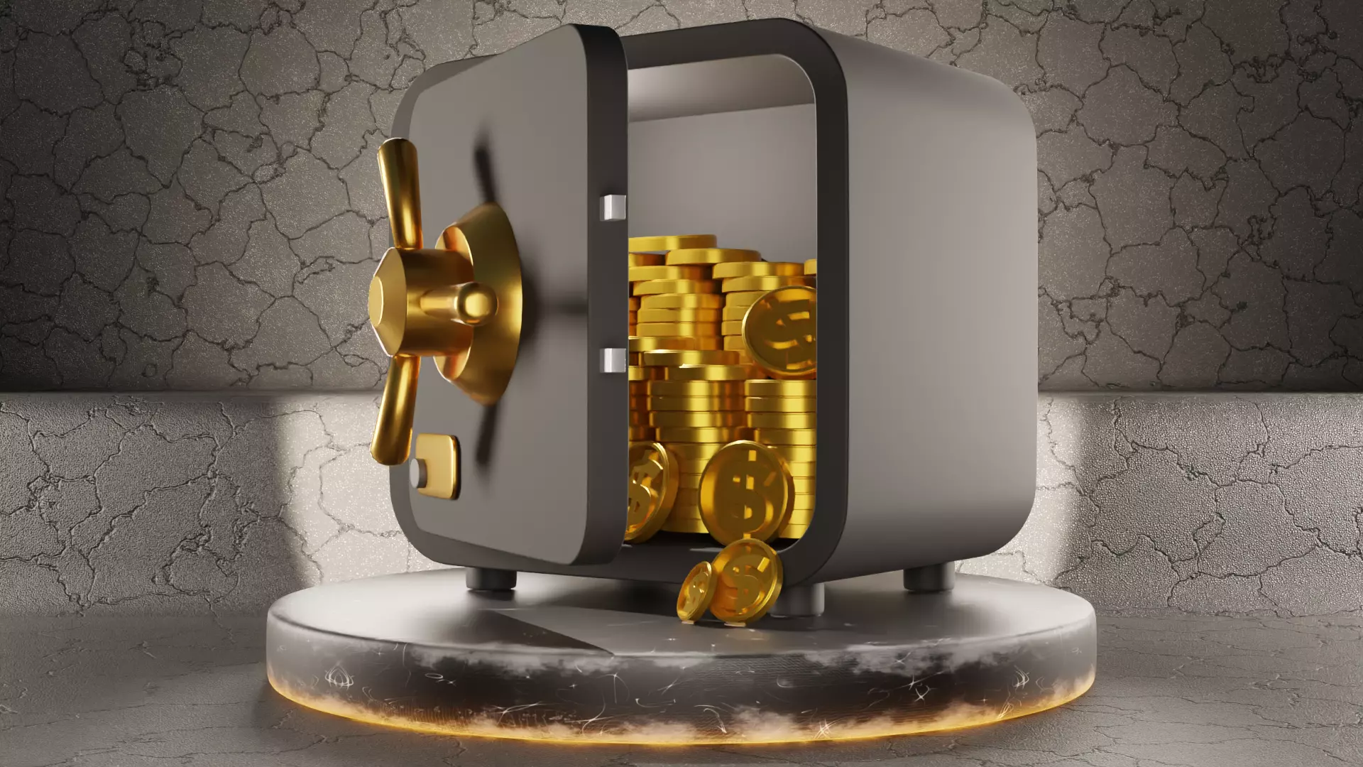 Safe with money 3D model