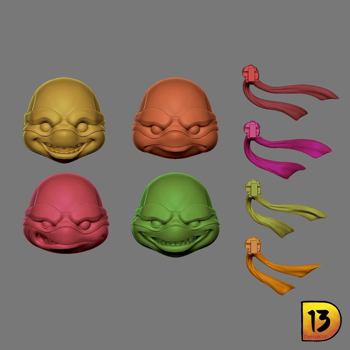 MiniPrint 006 Toddler Mutant Ninja Turtles full set 3D print model_6