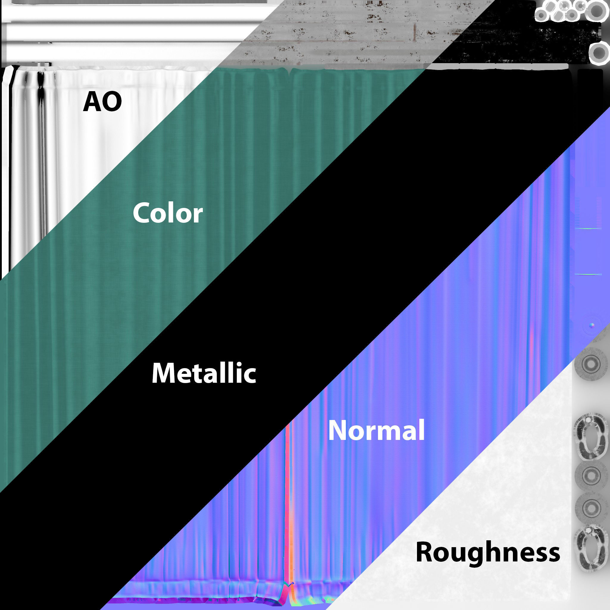 Hospital Folding Screen Low-poly 3D model_9
