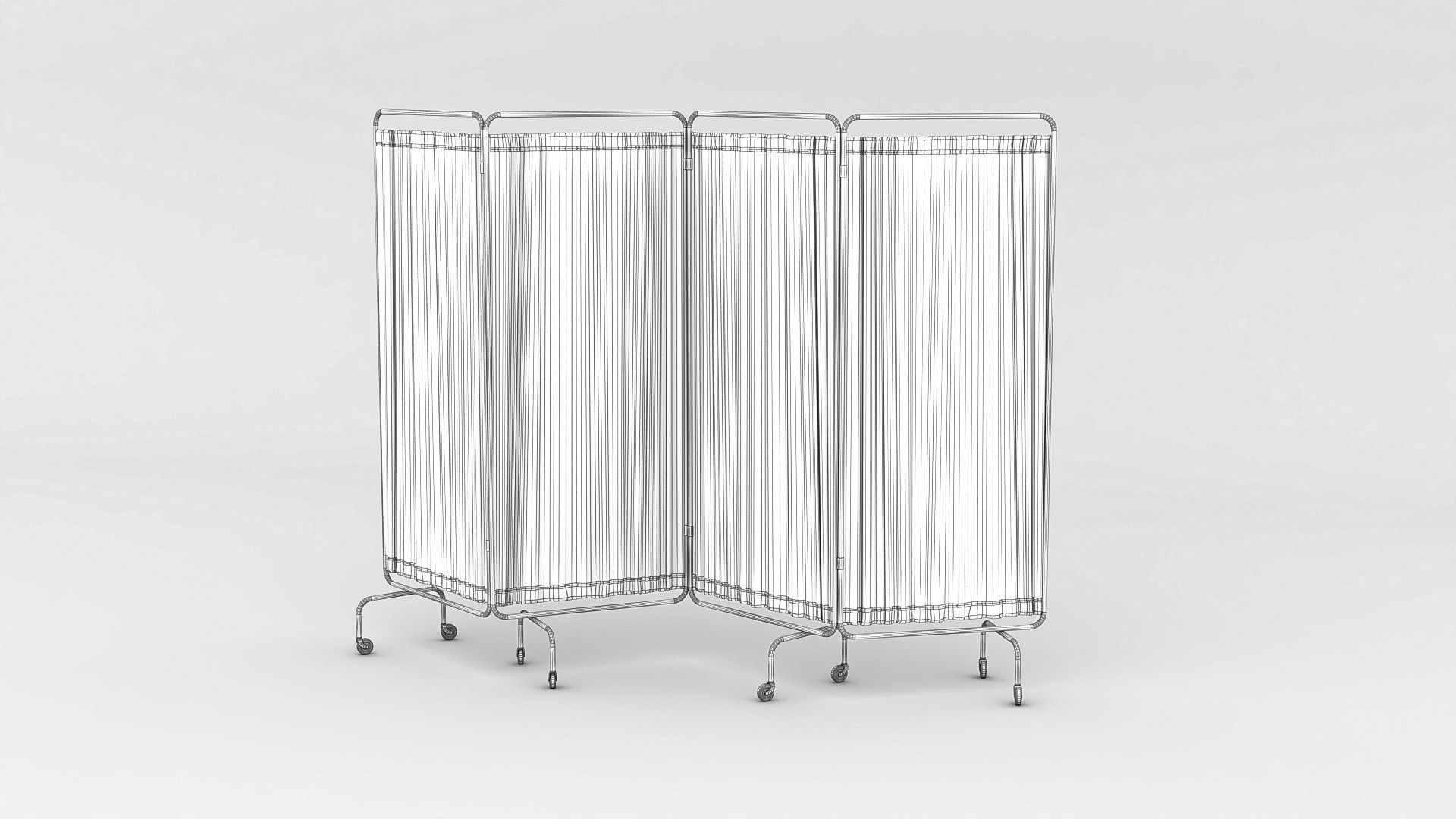 Hospital Folding Screen Low-poly 3D model_1