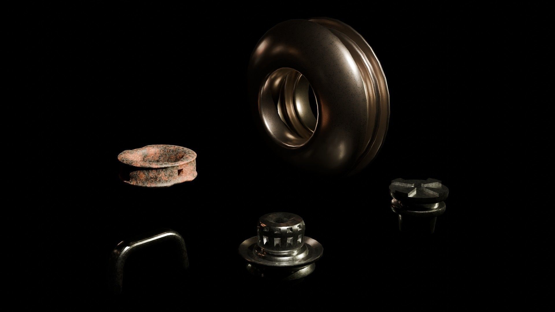 Mechanical pack - 36 Main Parts Low-poly 3D model_4