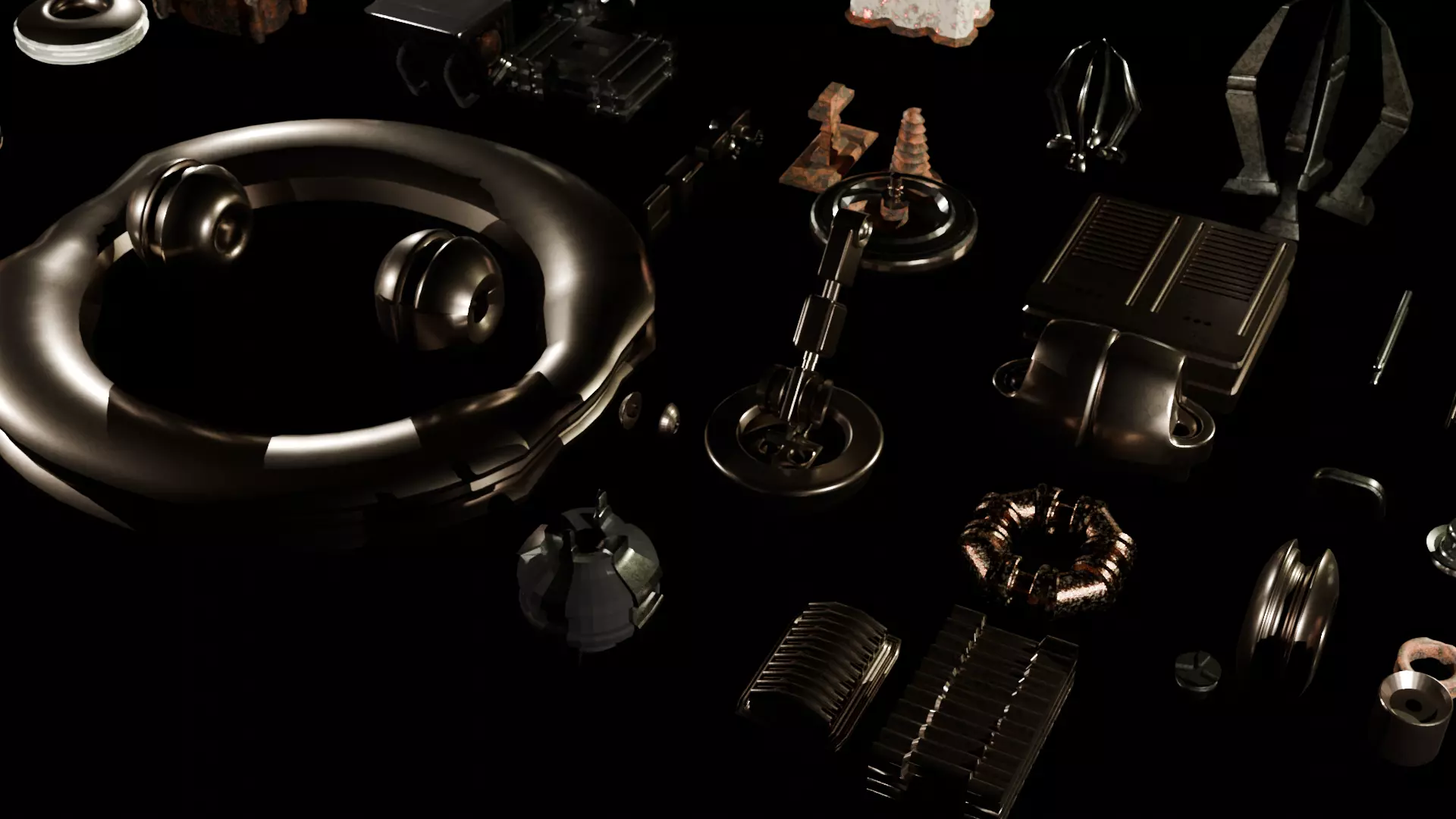 Mechanical pack - 36 Main Parts Low-poly 3D model_0