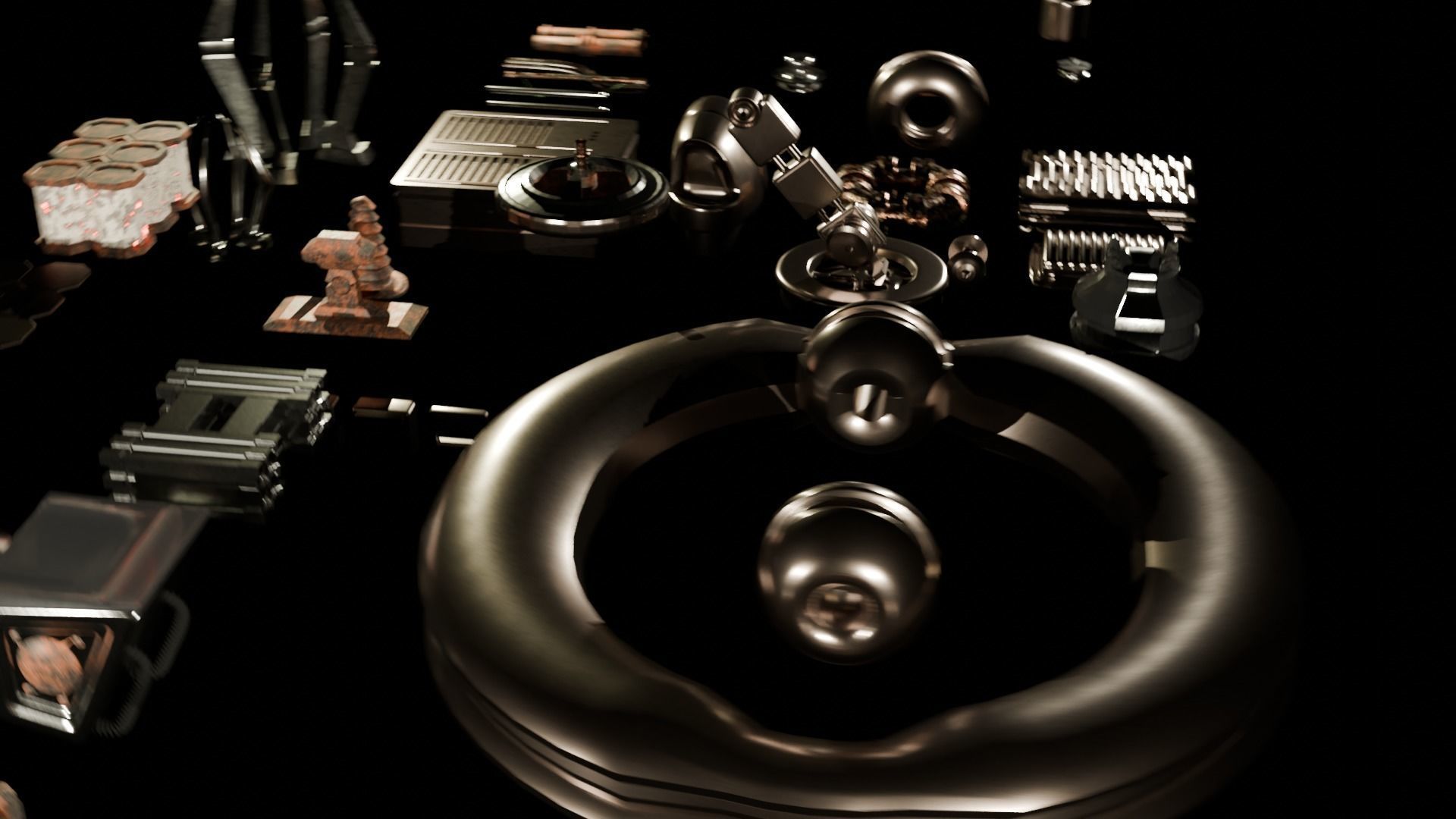 Mechanical pack - 36 Main Parts Low-poly 3D model_8