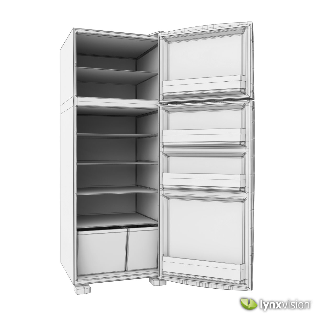 GE Top Freezer Refrigerator 3D model_4