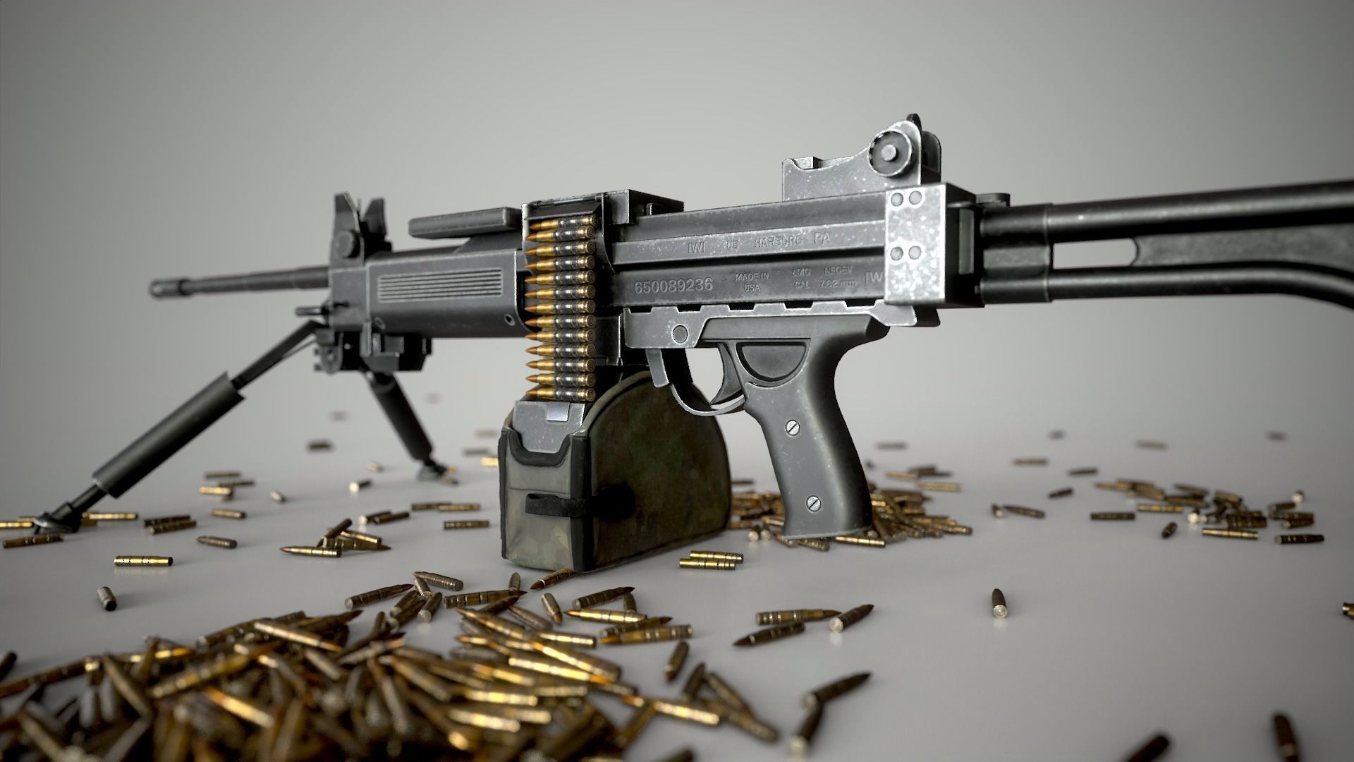 Negev Machine Gun Low-poly 3D model_6