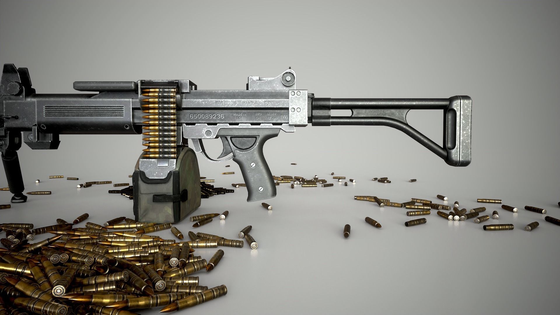 Negev Machine Gun Low-poly 3D model_5