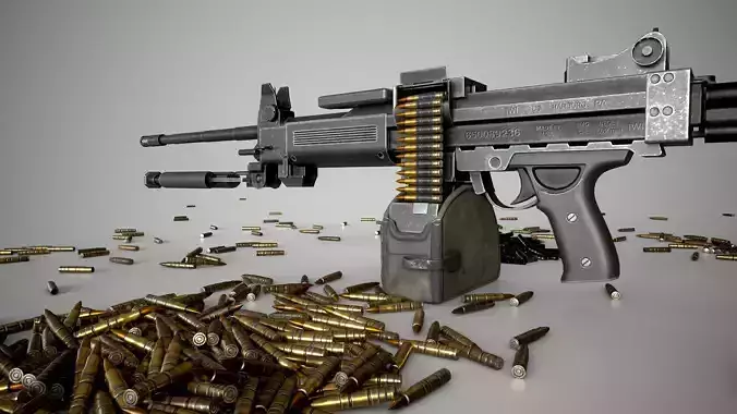 Negev Machine Gun Low-poly 3D model