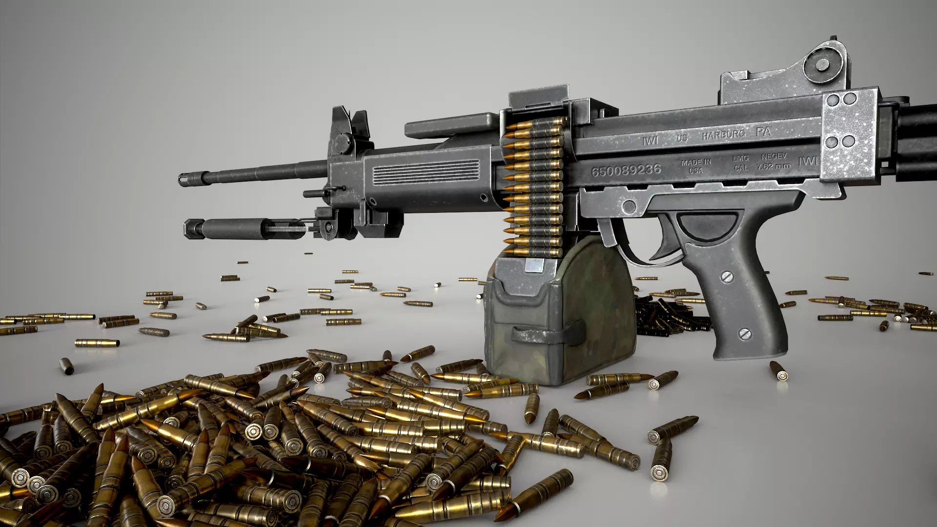Negev Machine Gun Low-poly 3D model_0