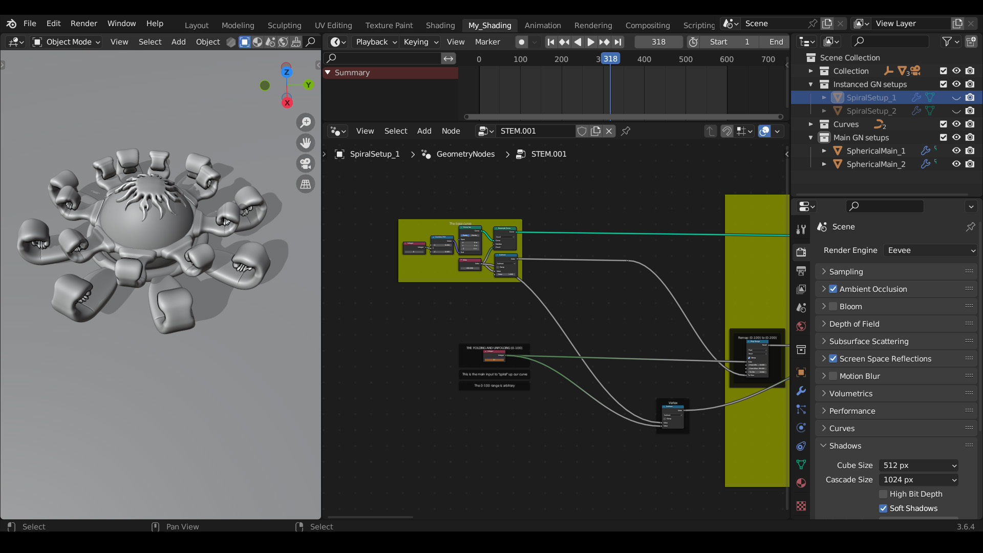 Unfold - Fold and unfold any Curve as spiral In Geonodes 3D model_4