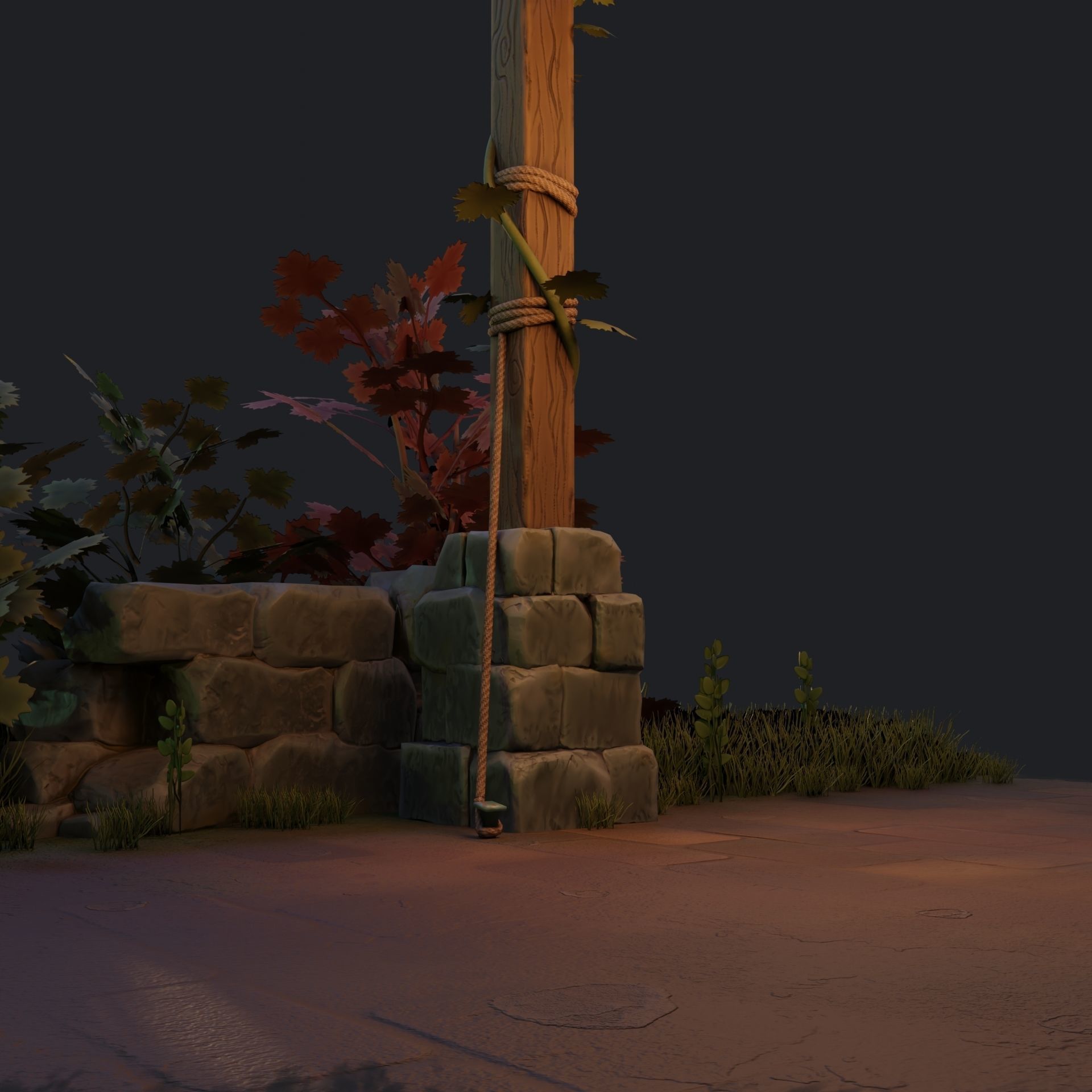 Stylized Street Lamp Low-poly 3D model_3