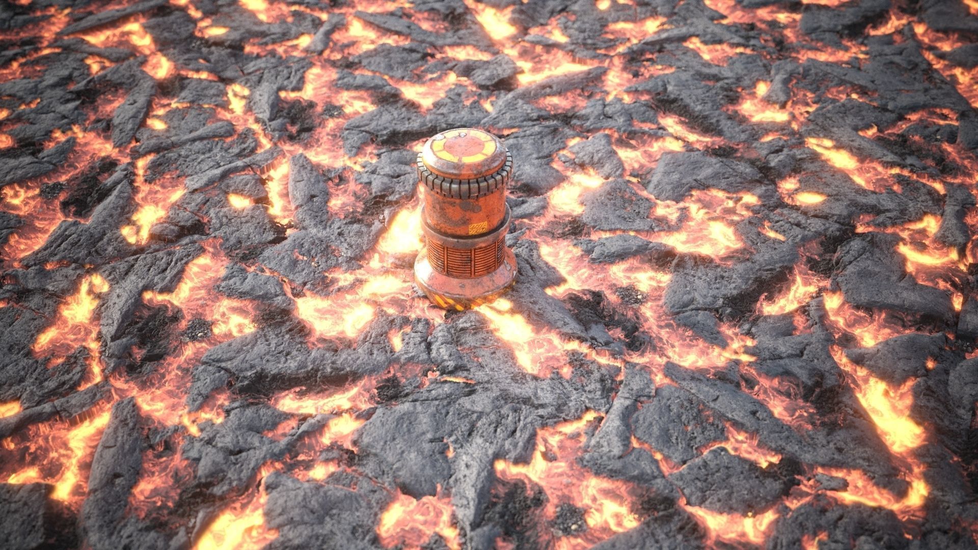 Lava rocks ground tile Low-poly 3D model_2