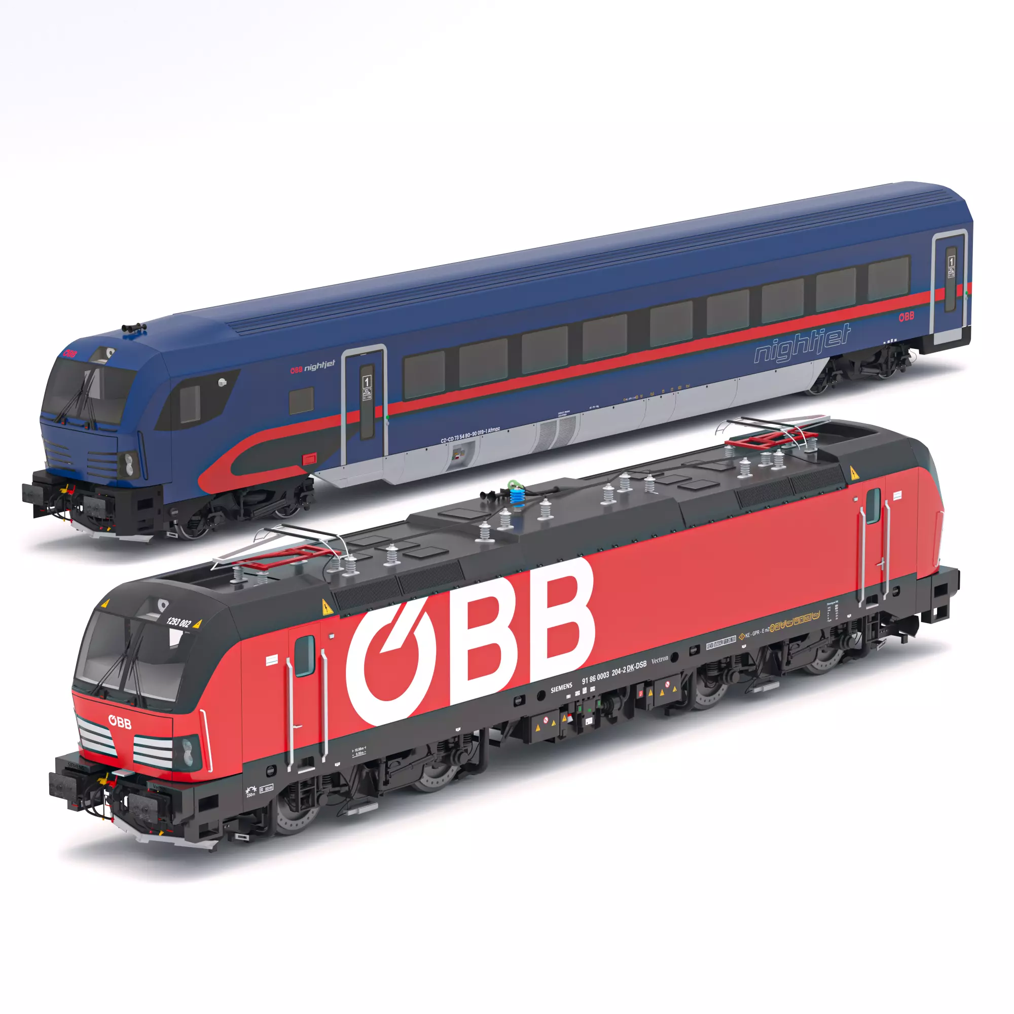 Siemens Vectron - Vectrain OBB Nightjet Train Collection 1 3D model