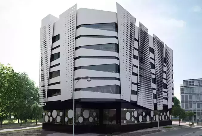 Commercial building 3D exterior Scene 