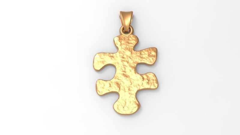 PUZZLE PIECE PENDANT NECKLACE IN TEXTURED JEWELRY 3D print model_3