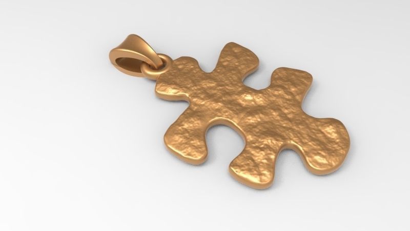 PUZZLE PIECE PENDANT NECKLACE IN TEXTURED JEWELRY 3D print model_1