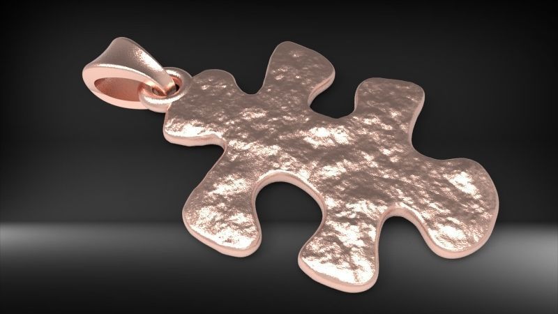 PUZZLE PIECE PENDANT NECKLACE IN TEXTURED JEWELRY 3D print model_10