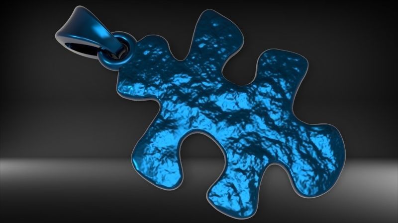 PUZZLE PIECE PENDANT NECKLACE IN TEXTURED JEWELRY 3D print model_17