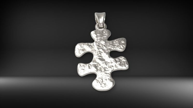 PUZZLE PIECE PENDANT NECKLACE IN TEXTURED JEWELRY 3D print model_8