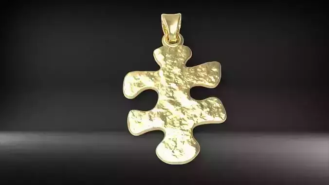 PUZZLE PIECE PENDANT NECKLACE IN TEXTURED JEWELRY 3D print model