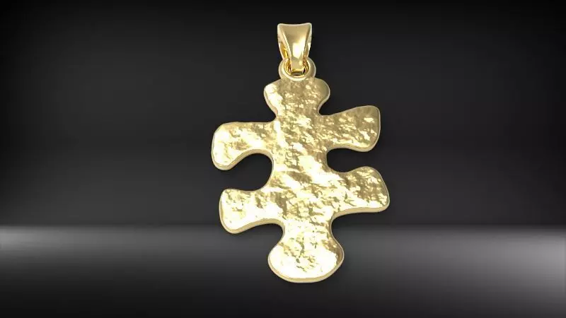 PUZZLE PIECE PENDANT NECKLACE IN TEXTURED JEWELRY 3D print model_0