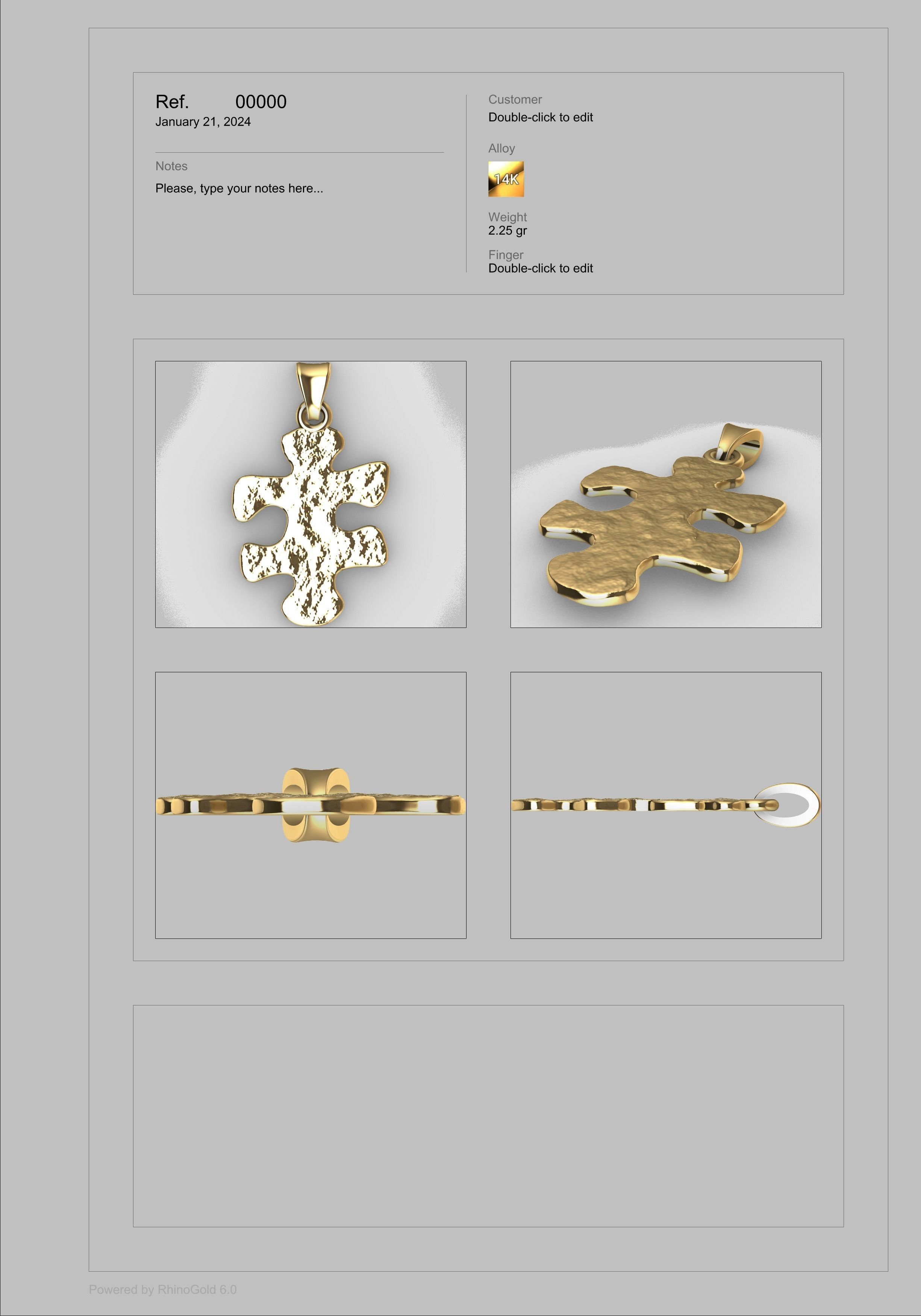 PUZZLE PIECE PENDANT NECKLACE IN TEXTURED JEWELRY 3D print model_9