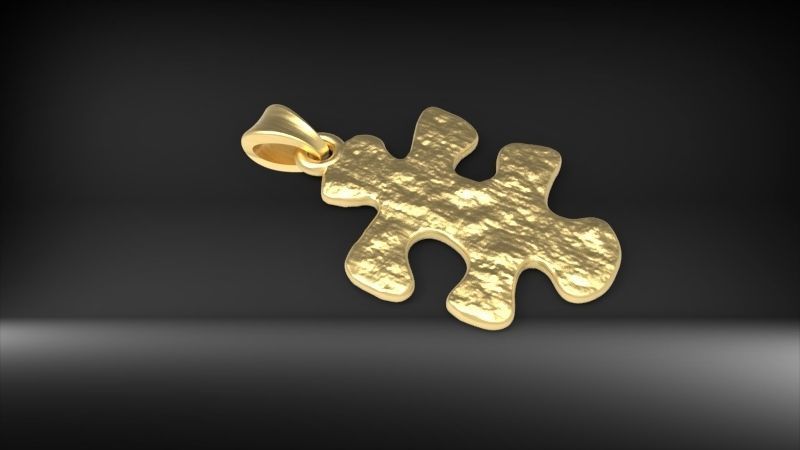 PUZZLE PIECE PENDANT NECKLACE IN TEXTURED JEWELRY 3D print model_2