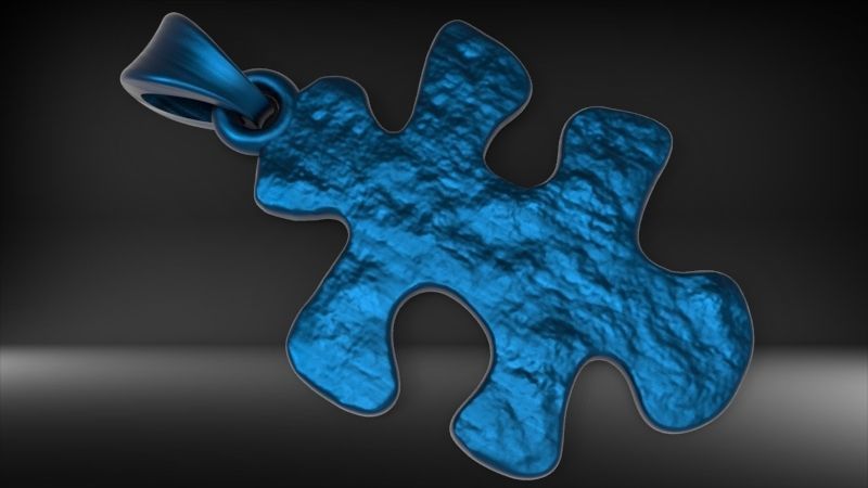 PUZZLE PIECE PENDANT NECKLACE IN TEXTURED JEWELRY 3D print model_16
