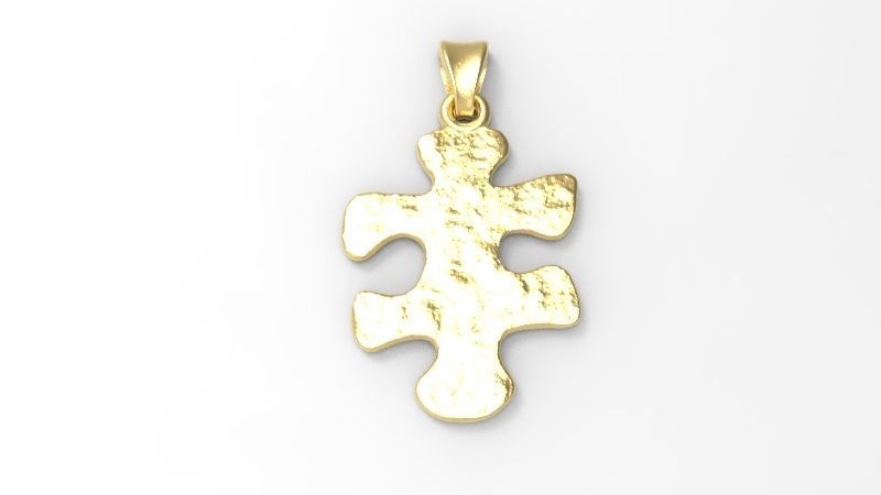 PUZZLE PIECE PENDANT NECKLACE IN TEXTURED JEWELRY 3D print model_4