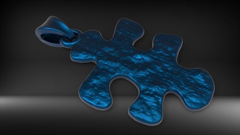 PUZZLE PIECE PENDANT NECKLACE IN TEXTURED JEWELRY 3D print model_15